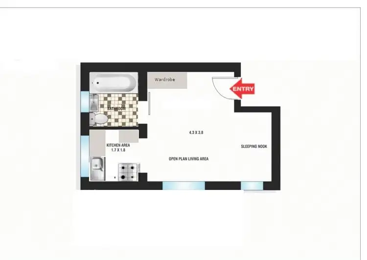 Floorplan of Homely studio listing, 12/35 Roslyn Street, Potts Point NSW 2011