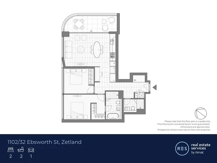 Floorplan of Homely apartment listing, 1102/32 Ebsworth Street, Zetland NSW 2017
