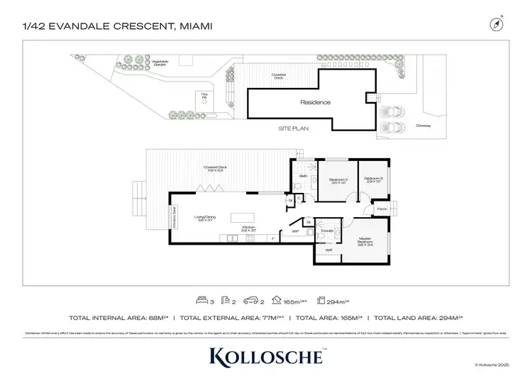 Floorplan of Homely semi-detached listing, 1/42 Evandale Crescent, Miami QLD 4220
