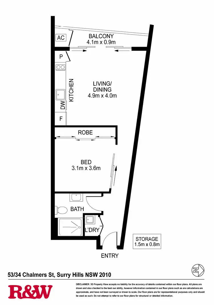 Floorplan of Homely apartment listing, 53/34 Chalmers Street, Surry Hills NSW 2010