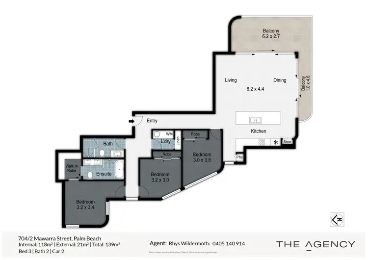 Floorplan of Homely apartment listing, 704/2 Mawarra Street, Palm Beach QLD 4221