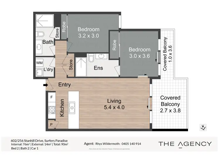 Floorplan of Homely unit listing, 602/256 Stanhill Drive, Surfers Paradise QLD 4217