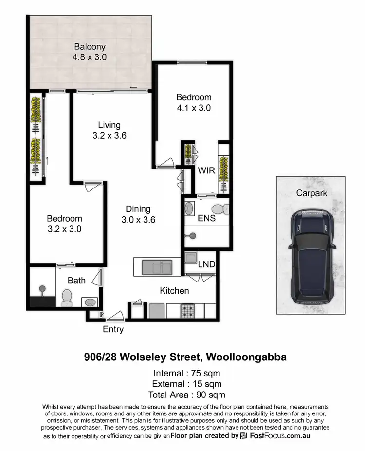 Floorplan of Homely apartment listing, 906/28 Wolseley Street, Woolloongabba QLD 4102
