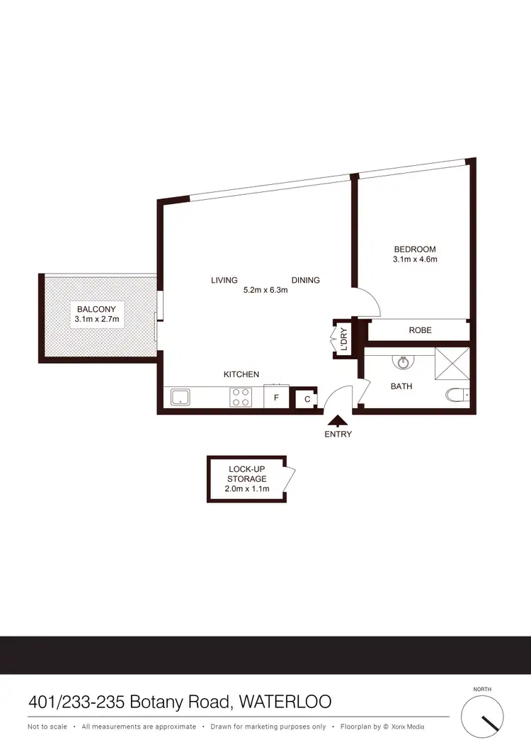 Floorplan of Homely apartment listing, 401/233-235 Botany Road, Waterloo NSW 2017