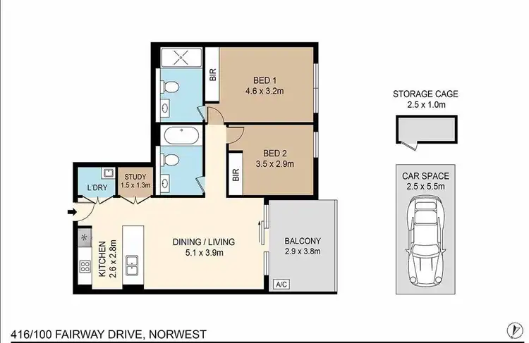 Floorplan of Homely unit listing, 416/100 Fairway Drive, Norwest NSW 2153