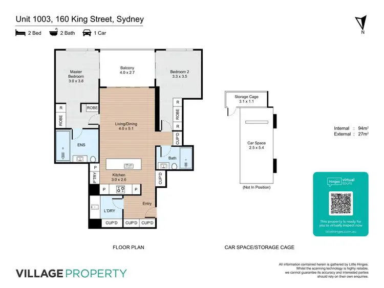 Floorplan of Homely apartment listing, 1003/160 King Street, Sydney NSW 2000