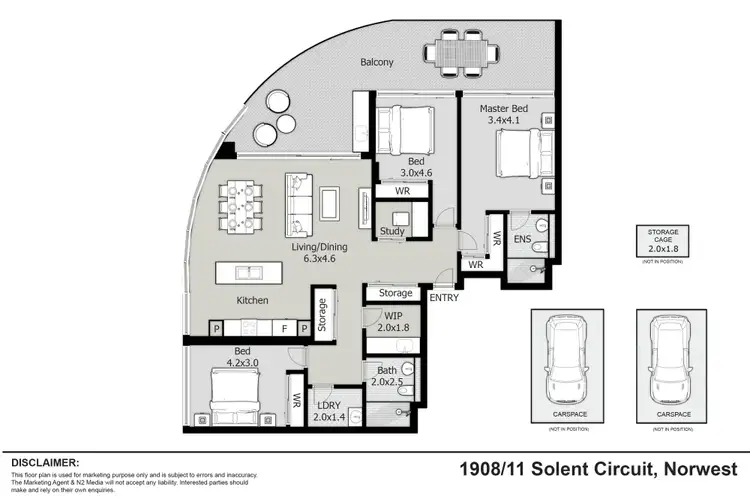 Floorplan of Homely apartment listing, 1908/11 Solent Circuit, Norwest NSW 2153