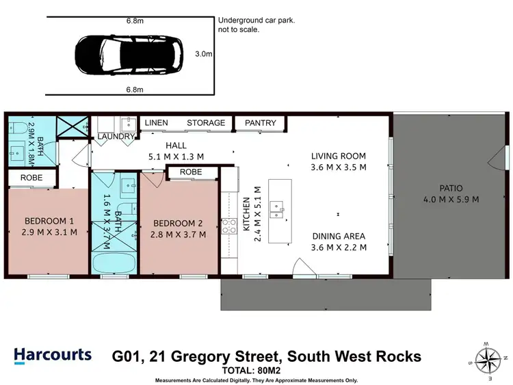 Floorplan of Homely unit listing, G01/21 Gregory Street, South West Rocks NSW 2431