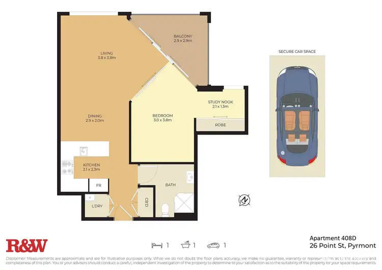 Floorplan of Homely apartment listing, 408D/26 Point Street, Pyrmont NSW 2009