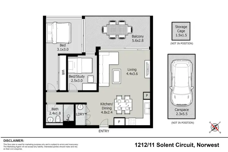Floorplan of Homely apartment listing, 1212/11 Solent Circuit, Norwest NSW 2153