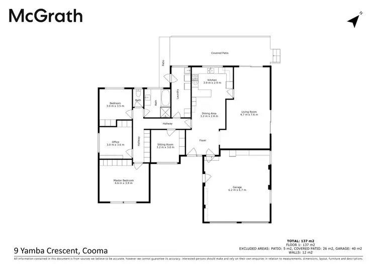 Floorplan of Homely house listing, 9 Yamba Crescent, Cooma NSW 2630