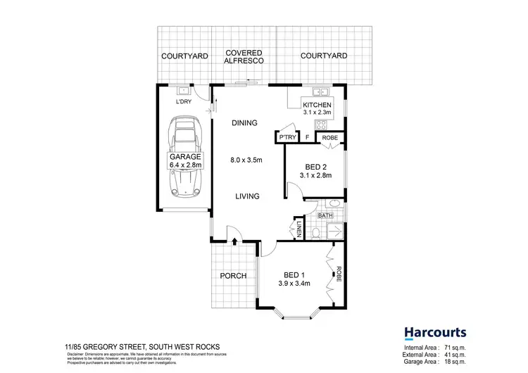 Floorplan of Homely villa listing, 11/85 Gregory Street, South West Rocks NSW 2431