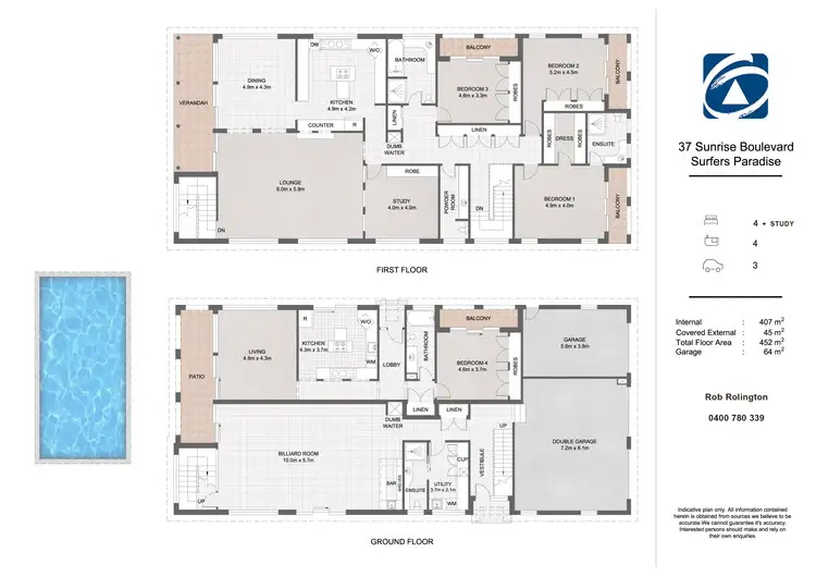 Floorplan of Homely house listing, 37 Sunrise Boulevard, Surfers Paradise QLD 4217