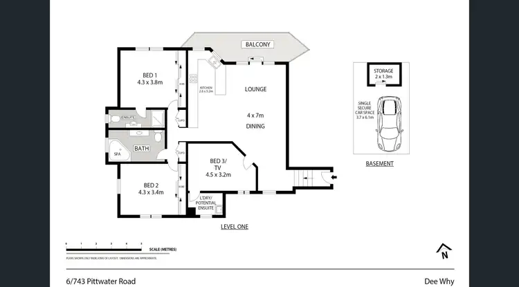 Floorplan of Homely unit listing, 6/743 Pittwater Road, Dee Why NSW 2099