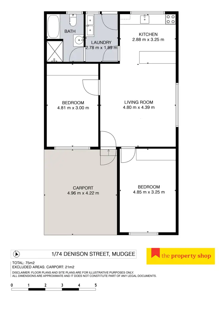 Floorplan of Homely unit listing, 1/74 Denison Street, Mudgee NSW 2850