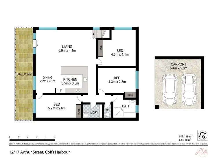Floorplan of Homely townhouse listing, 12/17 Arthur Street, Coffs Harbour NSW 2450