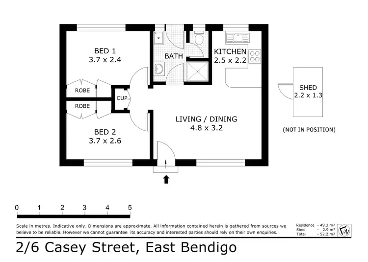Floorplan of Homely unit listing, 2/6 Casey Street, East Bendigo VIC 3550