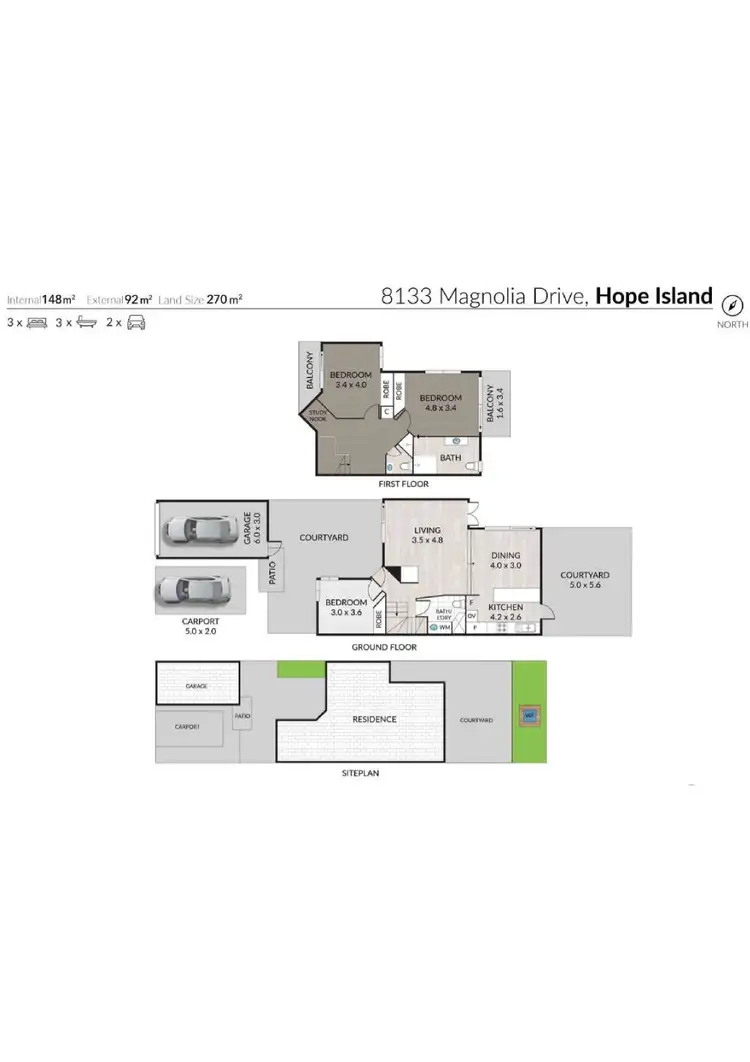 Floorplan of Homely townhouse listing, 8133 Magnolia Drive West, Hope Island QLD 4212