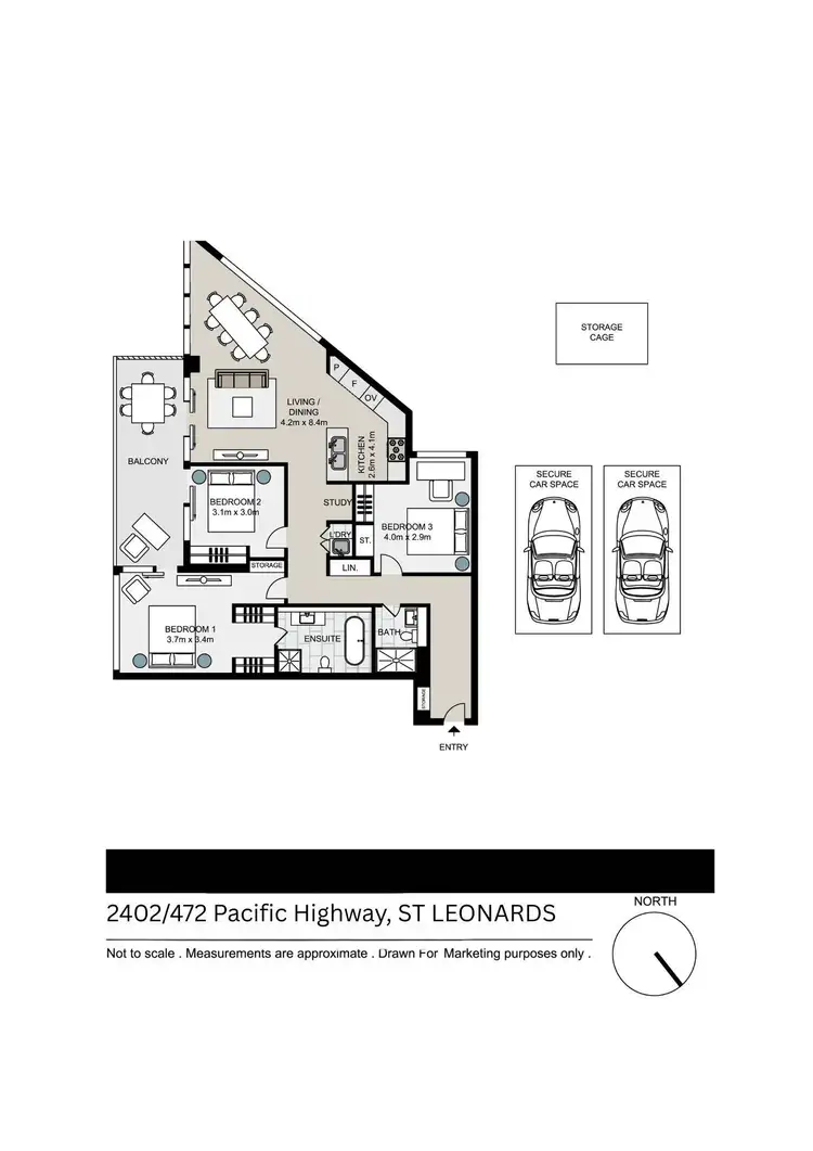 Floorplan of Homely apartment listing, 2402/472 Pacific Highway, St Leonards NSW 2065