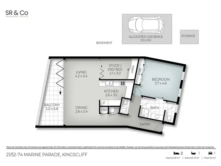 Floorplan of Homely unit listing, 21/52-74 Marine Parade, Kingscliff NSW 2487