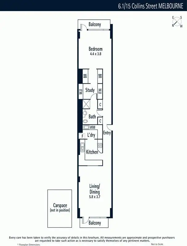 Floorplan of Homely apartment listing, 6.1/15 Collins Street, Melbourne VIC 3000