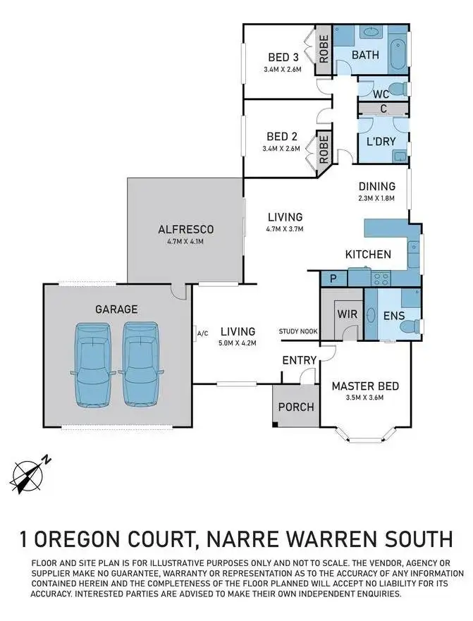 Floorplan of Homely house listing, 1 Oregon Court, Narre Warren South VIC 3805