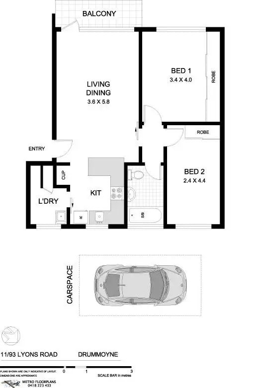 Floorplan of Homely apartment listing, 11/93 Lyons Road, Drummoyne NSW 2047