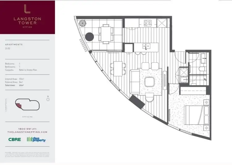 Floorplan of Homely apartment listing, 2202/22 Langston Place, Epping NSW 2121