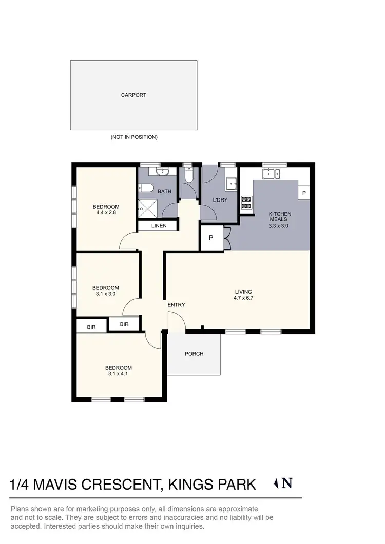 Floorplan of Homely unit listing, 1/4 Mavis Crescent, Kings Park VIC 3021