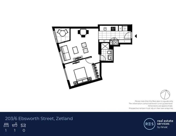 Floorplan of Homely apartment listing, 203/6 Ebsworth Street, Zetland NSW 2017