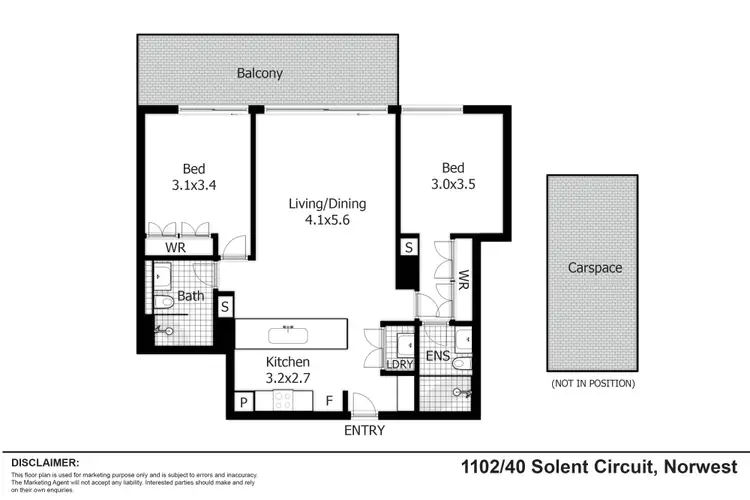 Floorplan of Homely apartment listing, 1102/42 Solent Circuit, Norwest NSW 2153