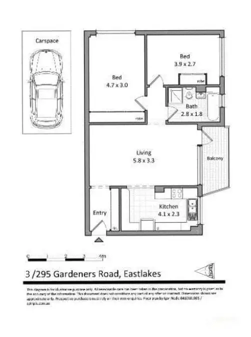 Floorplan of Homely apartment listing, 3/295 Gardeners Road, Eastlakes NSW 2018