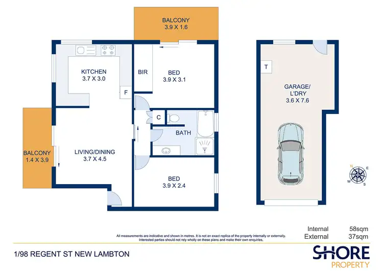 Floorplan of Homely unit listing, 1/98 Regent Street, New Lambton NSW 2305