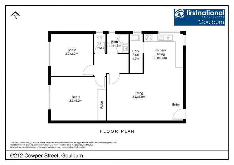 Floorplan of Homely unit listing, 6/212 Cowper Street, Goulburn NSW 2580