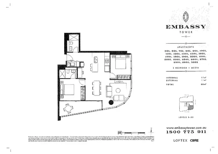 Floorplan of Homely apartment listing, 2201/1 Marshall Avenue, St Leonards NSW 2065