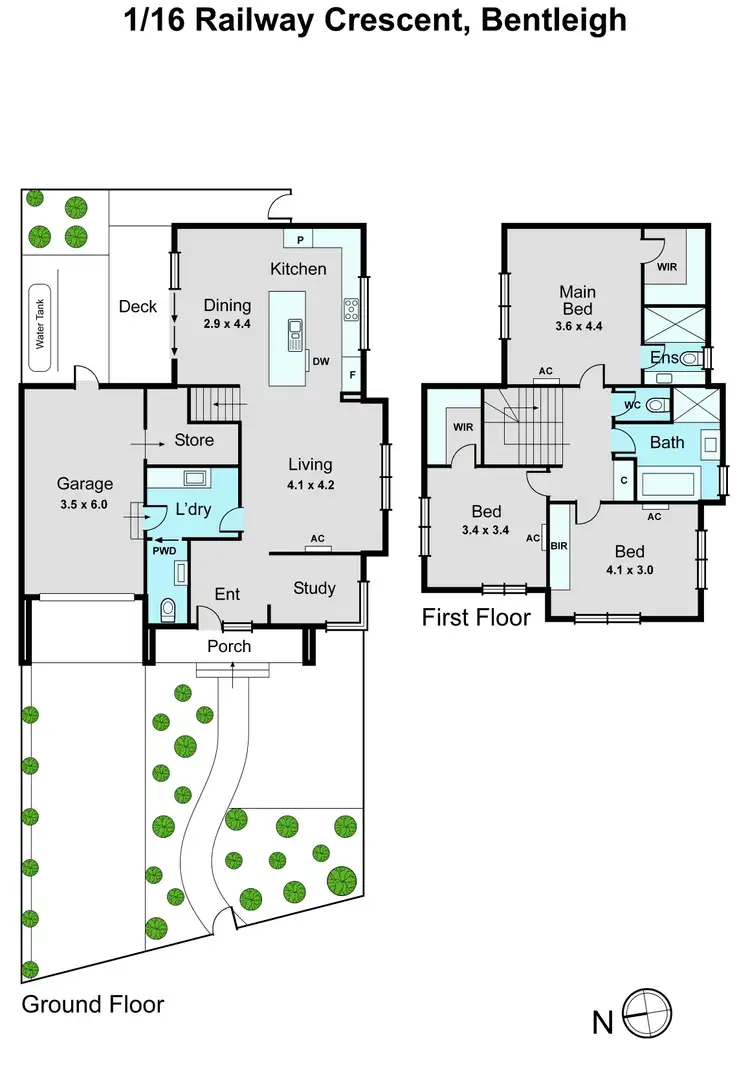 Floorplan of Homely townhouse listing, 1/16 Railway Crescent, Bentleigh VIC 3204