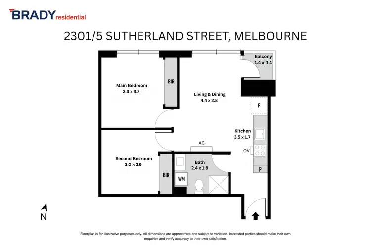 Floorplan of Homely apartment listing, 2301/5 Sutherland Street, Melbourne VIC 3000