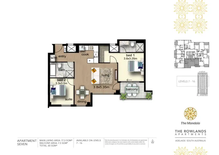 Floorplan of Homely apartment listing, 1007/18 Rowlands Place, Adelaide SA 5000
