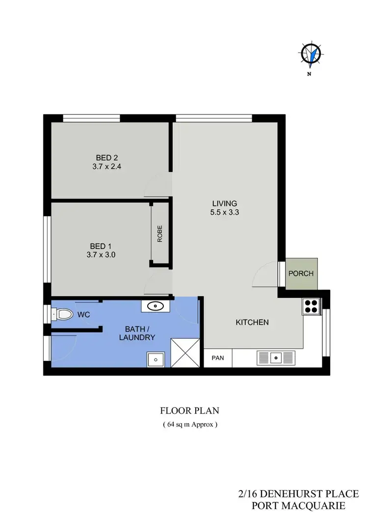 Floorplan of Homely unit listing, 2/16 Denehurst Place, Port Macquarie NSW 2444