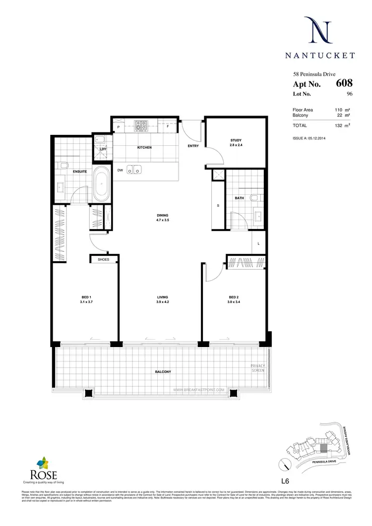 Floorplan of Homely apartment listing, 608/58 Peninsula Drive, Breakfast Point NSW 2137