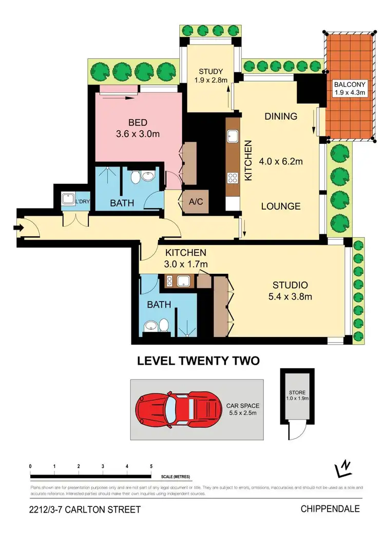 Floorplan of Homely apartment listing, Level 22/2212/3 Carlton Street, Chippendale NSW 2008