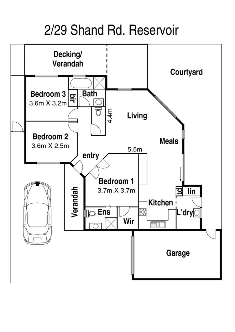 Floorplan of Homely unit listing, 2/29 Shand Road, Reservoir VIC 3073