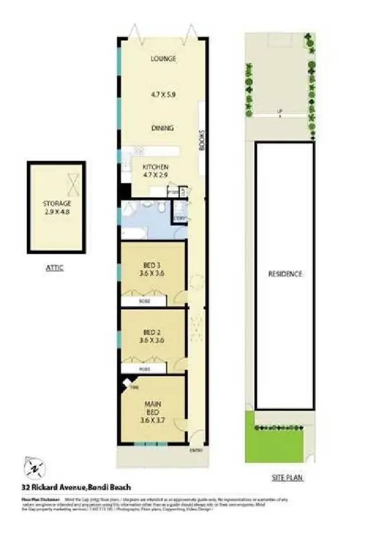 Floorplan of Homely semi-detached listing, 32 Rickard Avenue, Bondi Beach NSW 2026