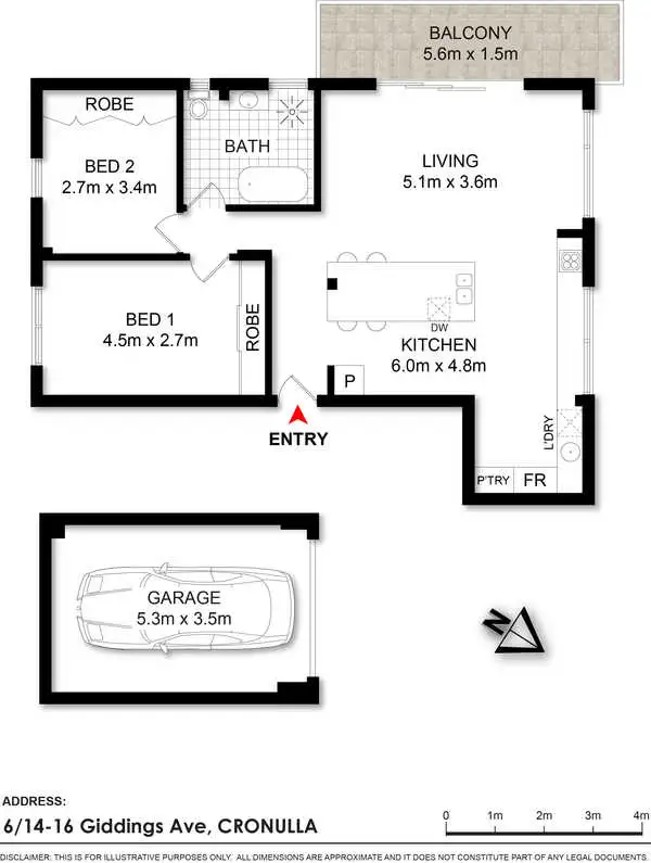 Floorplan of Homely apartment listing, 6/14-16 Giddings Avenue, Cronulla NSW 2230