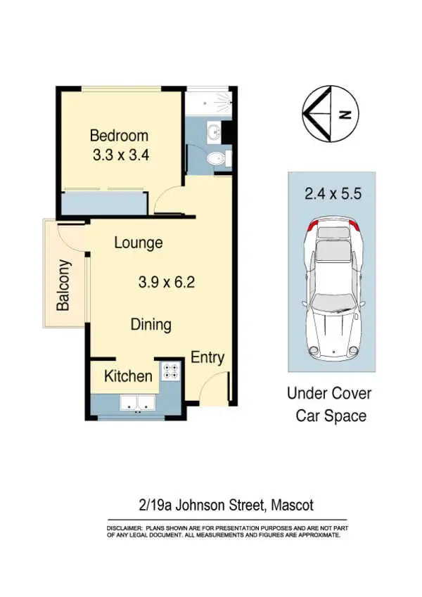 Floorplan of Homely unit listing, 2/19A Johnson Street, Mascot NSW 2020