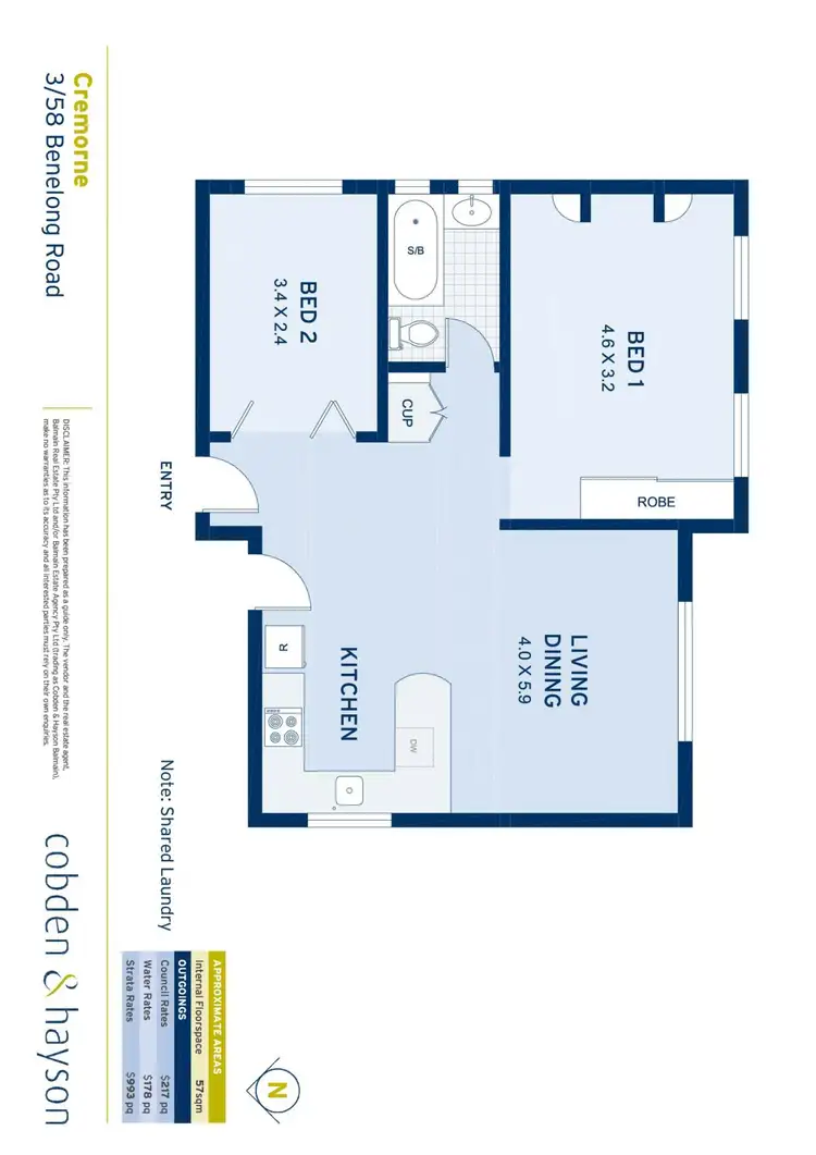Floorplan of Homely apartment listing, 3/58 Benelong Road, Cremorne NSW 2090