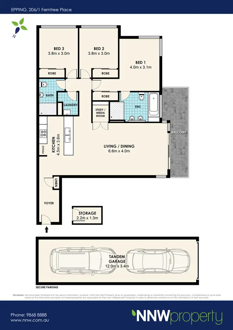 Floorplan of Homely apartment listing, 206/1 Ferntree Place, Epping NSW 2121