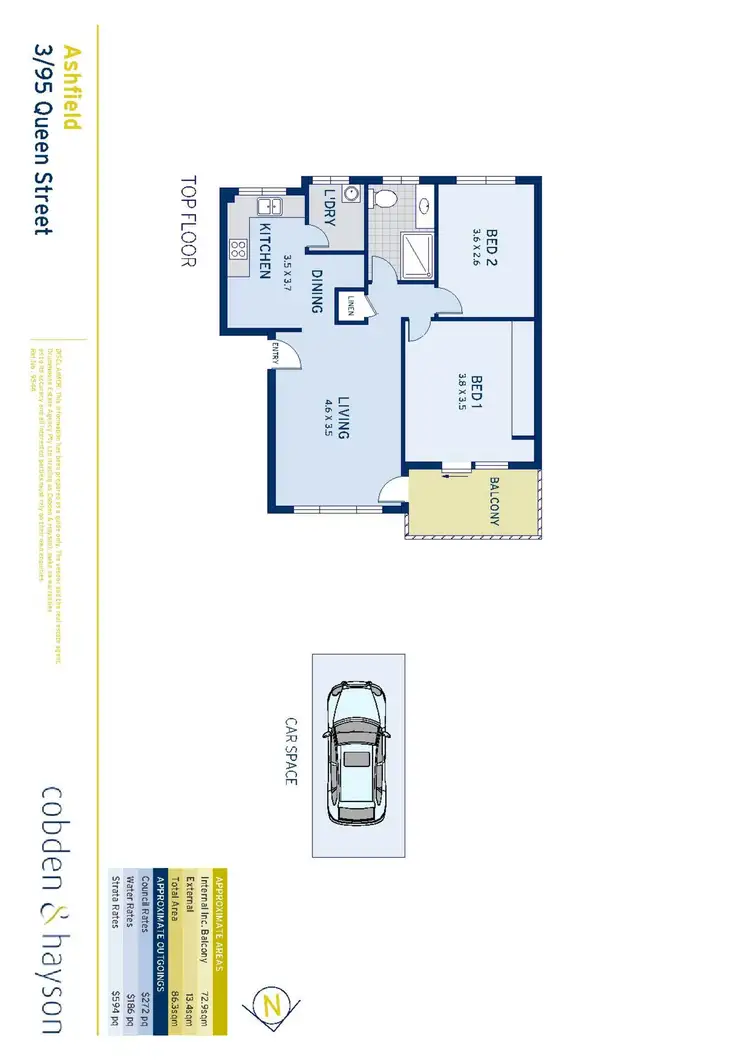 Floorplan of Homely apartment listing, 3/95 Queen Street, Ashfield NSW 2131