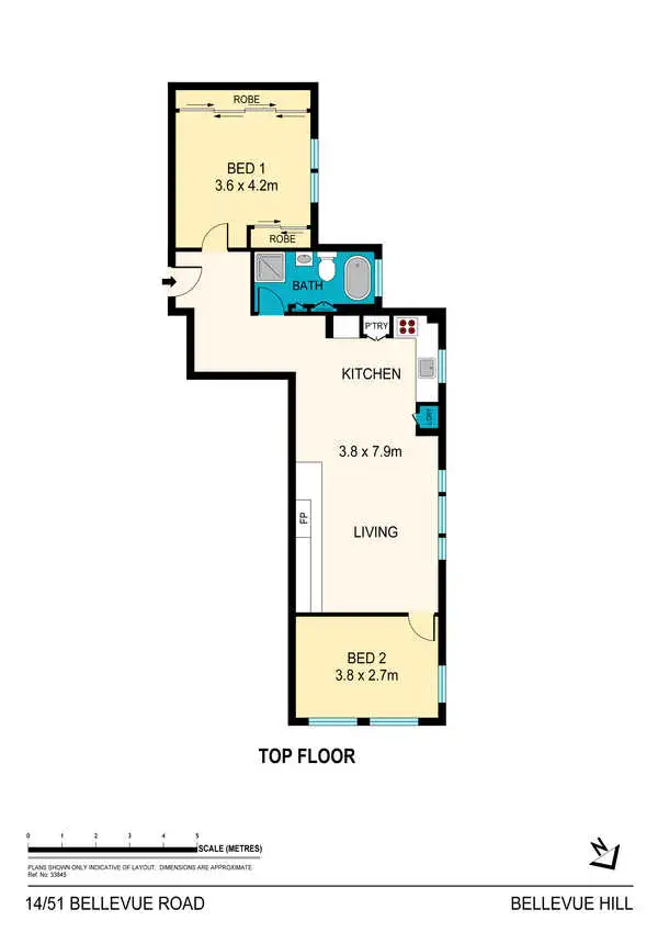 Floorplan of Homely apartment listing, 14/51 Bellevue Road, Bellevue Hill NSW 2023