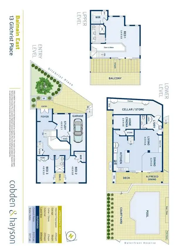 Floorplan of Homely house listing, 13 Gilchrist Place, Balmain East NSW 2041